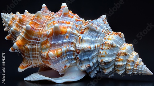 Close-up of Hippopus hippopus sea shell on a black background photo