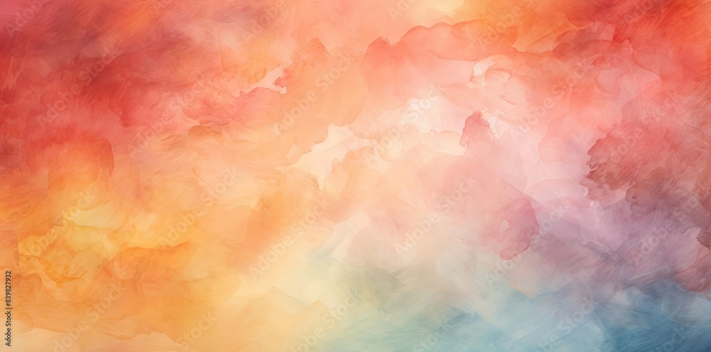 watercolor paper textured background with a red and white flower, a green leaf, and a blue sky in the background watercolor paper textured background with a red and white flower, a green leaf, and a blue sky in the background
