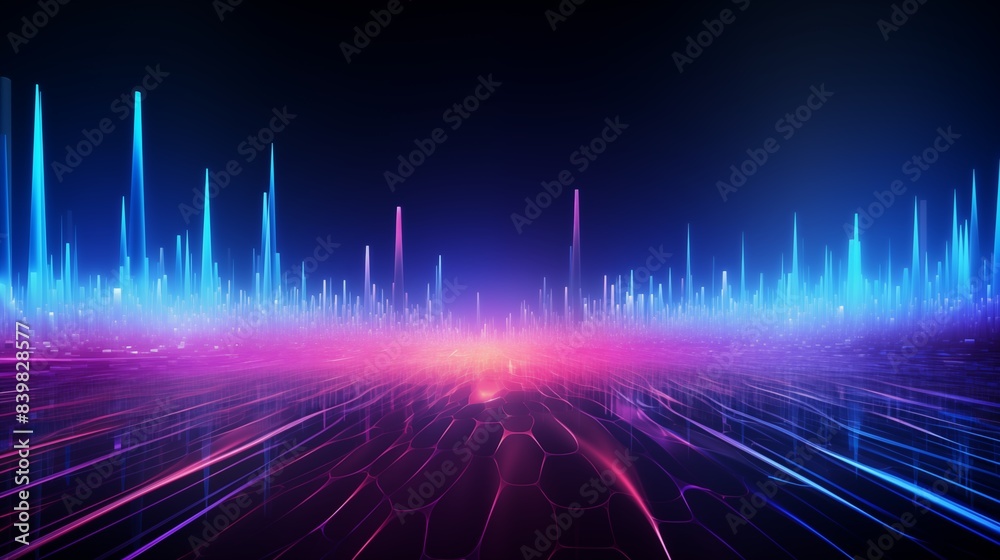A Stunning background of Futuristic Digital Neon Landscape with Glowing Grid and Horizon Lighting Effects. A Stunning background of Futuristic Digital Neon Landscape with Glowing Grid and Horizon Lighting Effects.