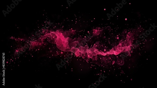 Neon pink abstract digital wave with particles on a dark background.