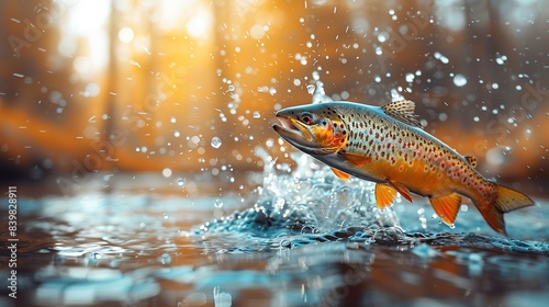 Catching Bait: Jumping Rainbow Trout in Port Hope, Ontario, Canada photo