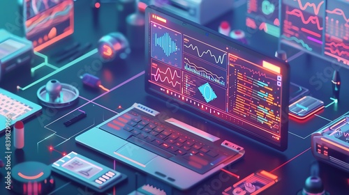 Illustration of a smart healthcare device monitoring vital signs, showcasing advanced medical technology