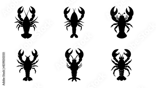 set of lobster silhouette vector design