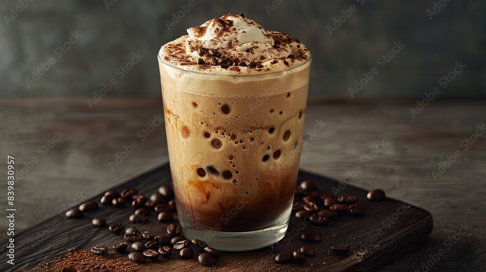 glass of iced coffee with cream glass of iced coffee with cream