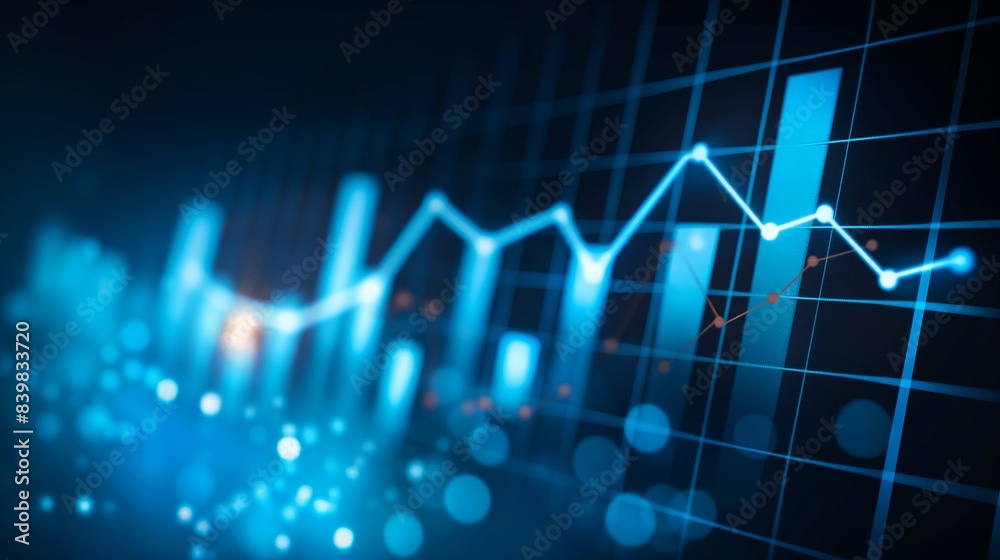 Digital Stock Market Graph with Blue Lights Digital Stock Market Graph with Blue Lights