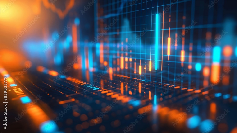 Fototapeta premium Futuristic Stock Market Graph in Blue