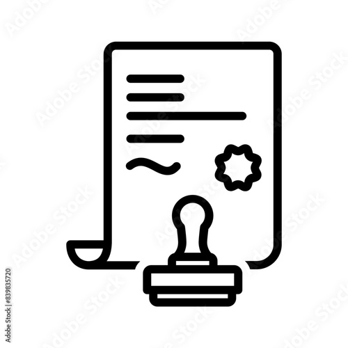 Vector black line icon for Notary