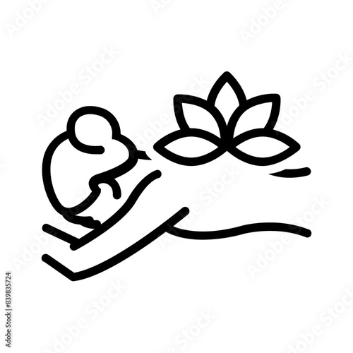 Vector black line icon for Lotus therapy