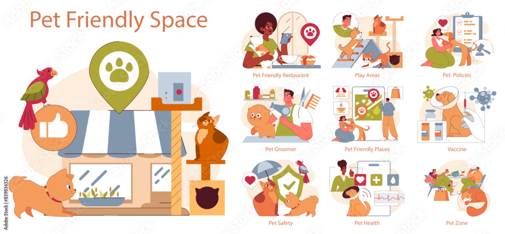 Pet Friendly Space. Flat Vector Illustration Pet Friendly Space. Flat Vector Illustration