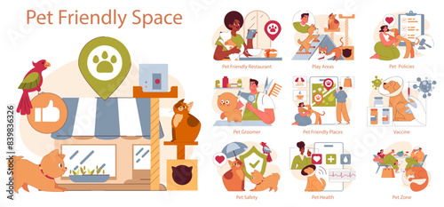 Pet Friendly Space. Flat Vector Illustration