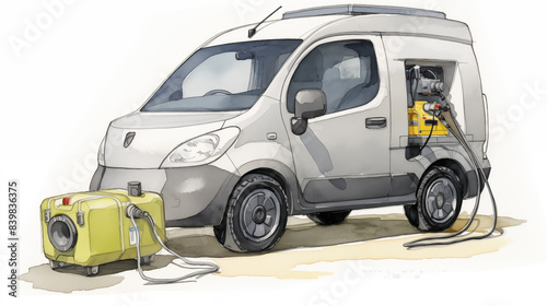 Watercolour illustration of electric retro vehicles ~ Created using Generative AI