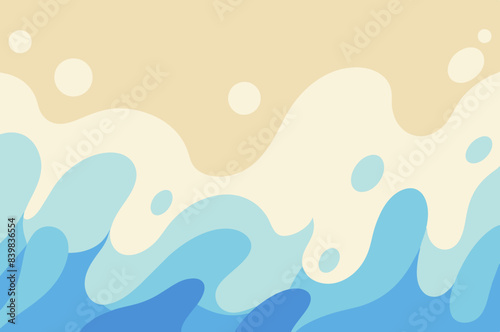 Illustrate a liquid shapes background with a tranquil theme using soft sky blue and light cream