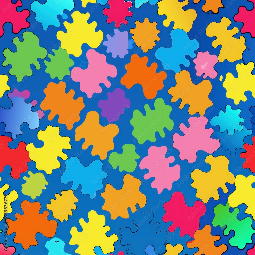 Seamless pattern of rainbow-colored blots in a spectrum of vivid hues for a joyful and vibrant design, Generative AI Seamless pattern of rainbow-colored blots in a spectrum of vivid hues for a joyful and vibrant design, Generative AI