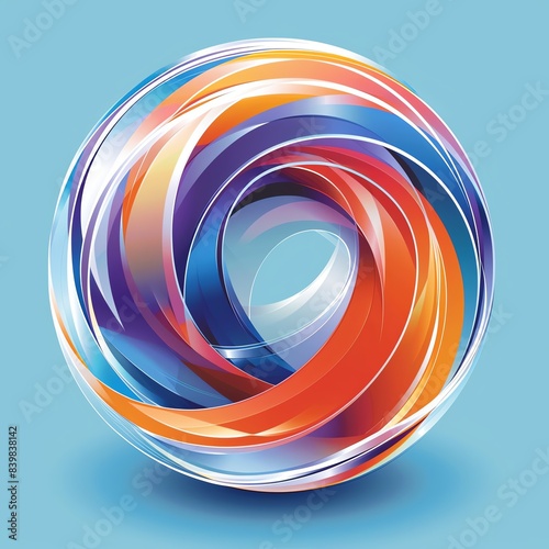 Abstract icon of a globe symbolizing global business and international trade, vibrant colors and dynamic lines photo