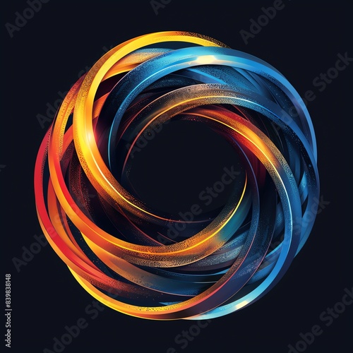 Abstract icon of a globe symbolizing global business and international trade, vibrant colors and dynamic lines photo