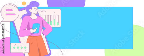 Virtual characters social communication concept business flat vector hand drawn illustration
