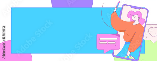 Virtual characters social communication concept business flat vector hand drawn illustration
