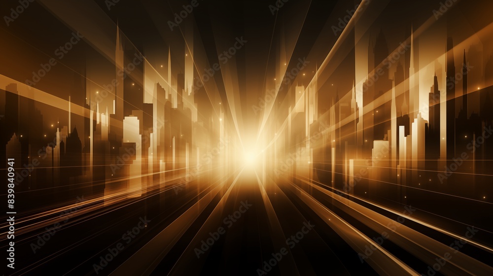 Futuristic City Skyline Illuminated by Golden Beams of Light. Futuristic City Skyline Illuminated by Golden Beams of Light.