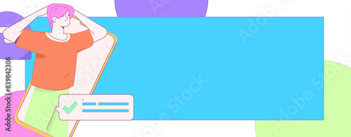 Virtual characters social communication concept business flat vector hand drawn illustration
