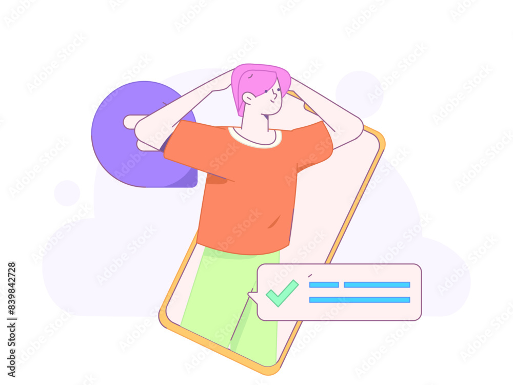 Fototapeta premium Virtual characters social communication concept business flat vector hand drawn illustration 