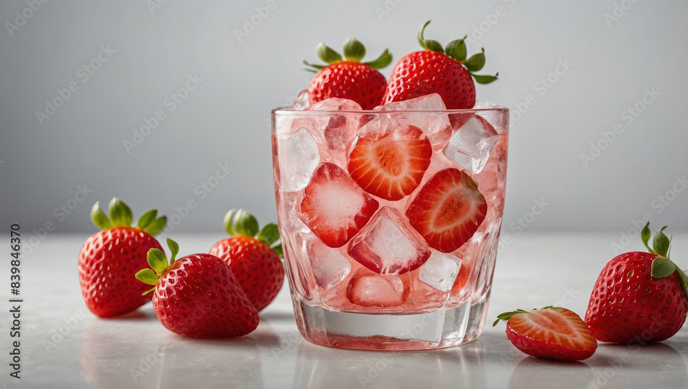 Image of fresh strawberries and crystal ice 3 Image of fresh strawberries and crystal ice 3