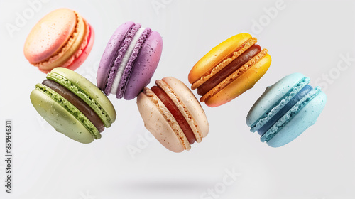 Wallpaper Mural Vivid 3D Colorful Macarons on White Background Torontodigital.ca