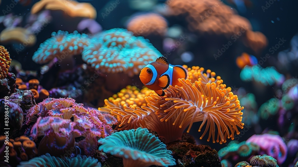 Obraz premium Colorful Fish and Sea Creatures in Amazing Coral Reefs