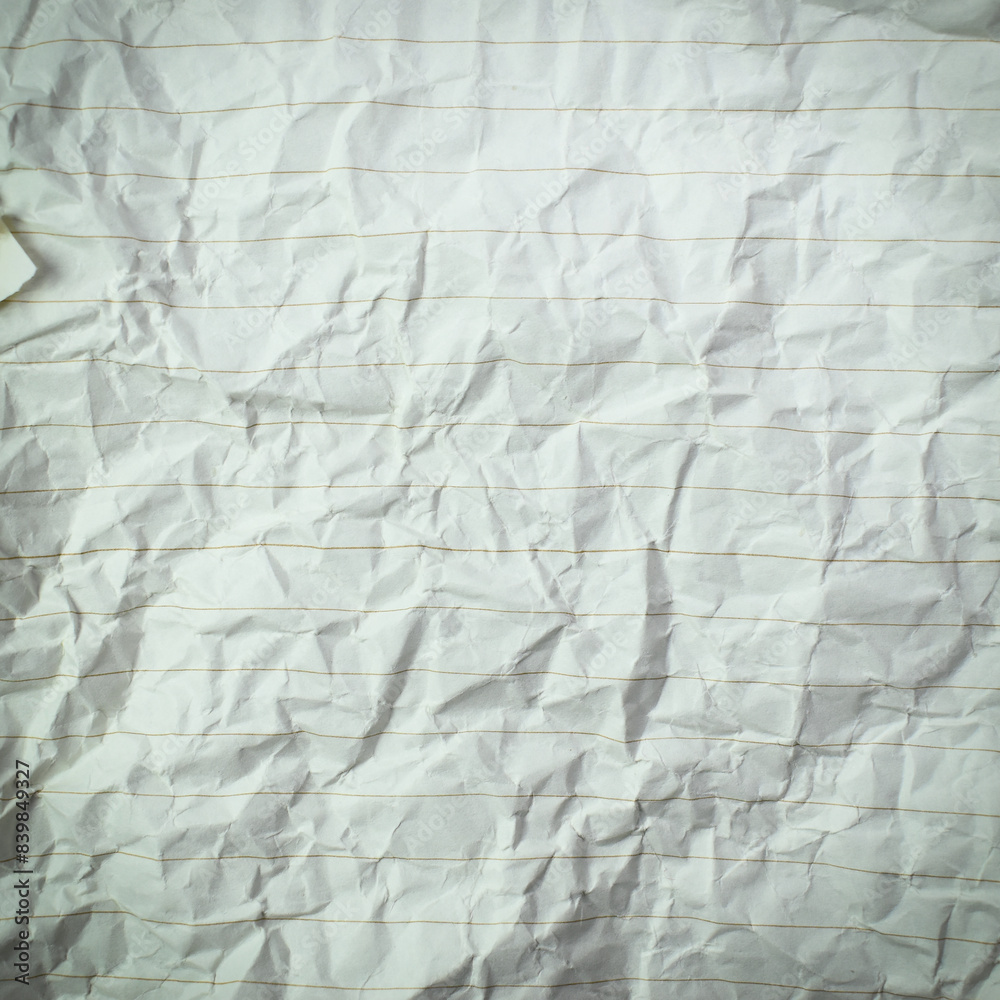 Obraz premium crumpled line paper texture background, blank sheet notebook