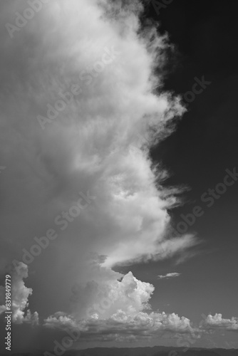 black and white image, buautiful sky with cloud in rainy day photo