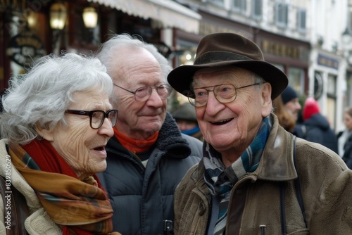 Portrait of a happy senior couple on Christmas market in Paris, France