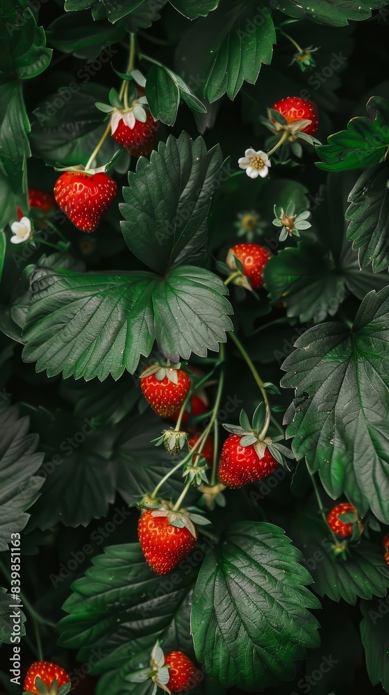 Fototapeta premium Wallpaper of Strawberry Garden with Vibrant Color