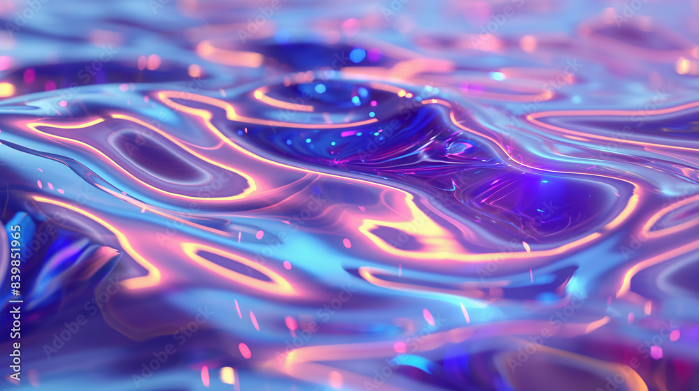 抽象的な虹色の流体のホログラフィック。ネオンの動きのカラフルな背景。