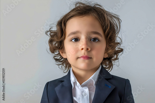 A young boy in a suit and white shirt.