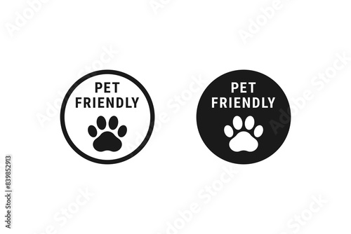Pet Friendly Stamp or Label Vector Isolated. Best Pet Friendly stamp vector for product packaging design element. Pet Friendly label Vector for packaging design element.