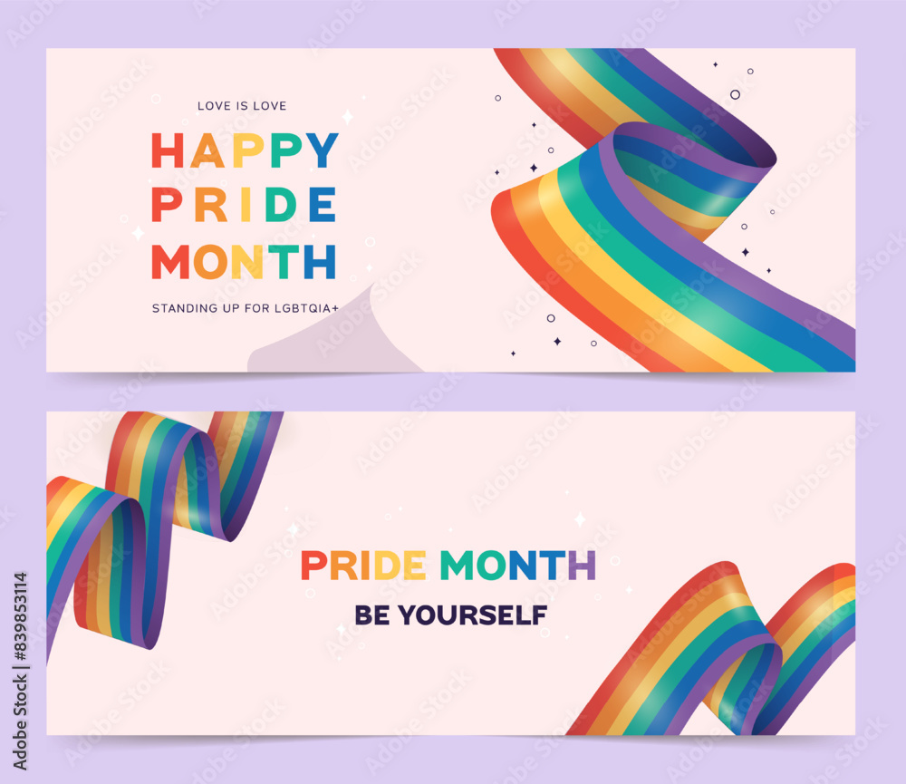 Fototapeta premium happy pride month of set, celebration and commemoration of lesbian, gay, bisexual, and transgender pride. LGBT Pride Month. vector illustration design template. June