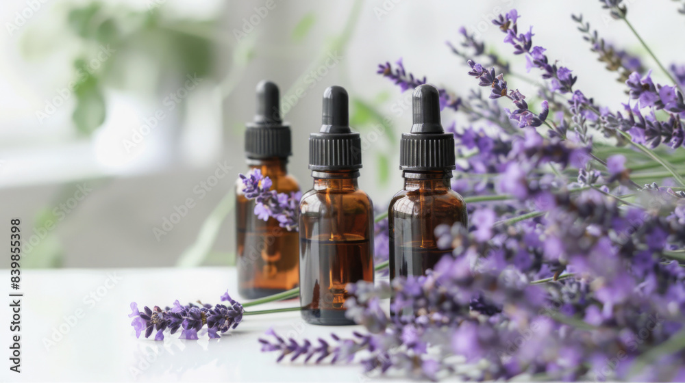Amber Dropper Bottles of Essential Oils with Lavish Lavender Amber Dropper Bottles of Essential Oils with Lavish Lavender