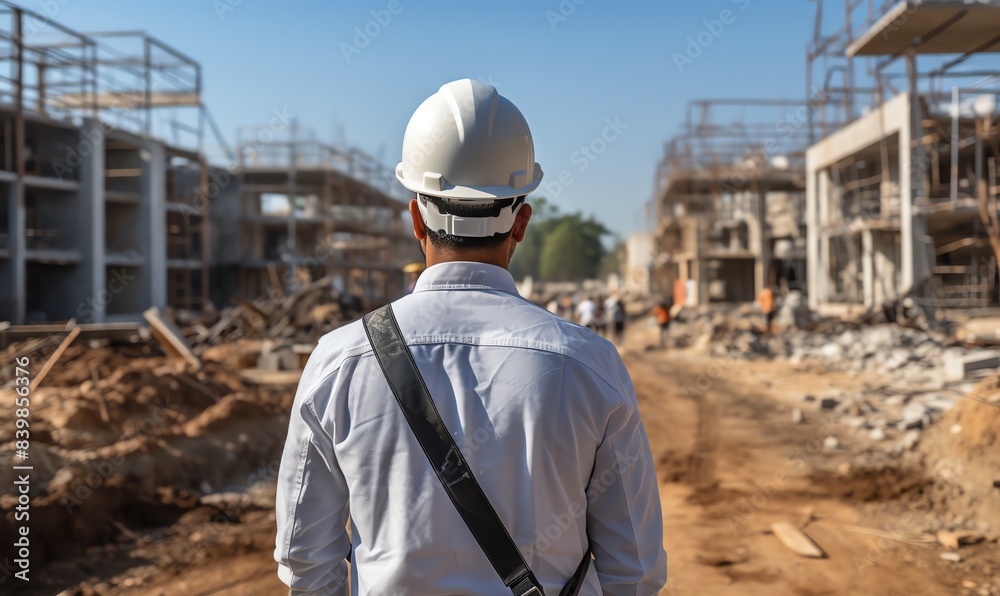 The architectural team surveys construction progress