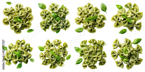 Set of Farfalle With Creamy Pesto isolated on transparent png background. Generative ai