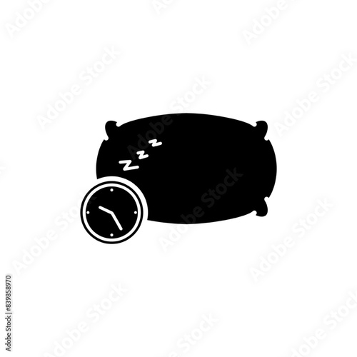 pillow icon with clock, concept icon sleep on time, live regularly