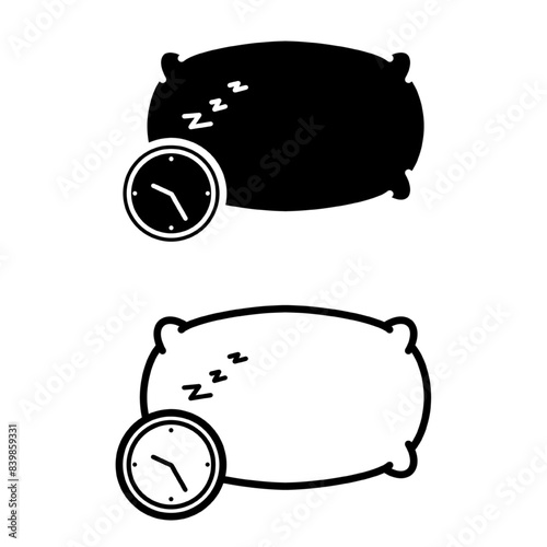 pillow icon with clock, concept icon sleep on time, live regularly