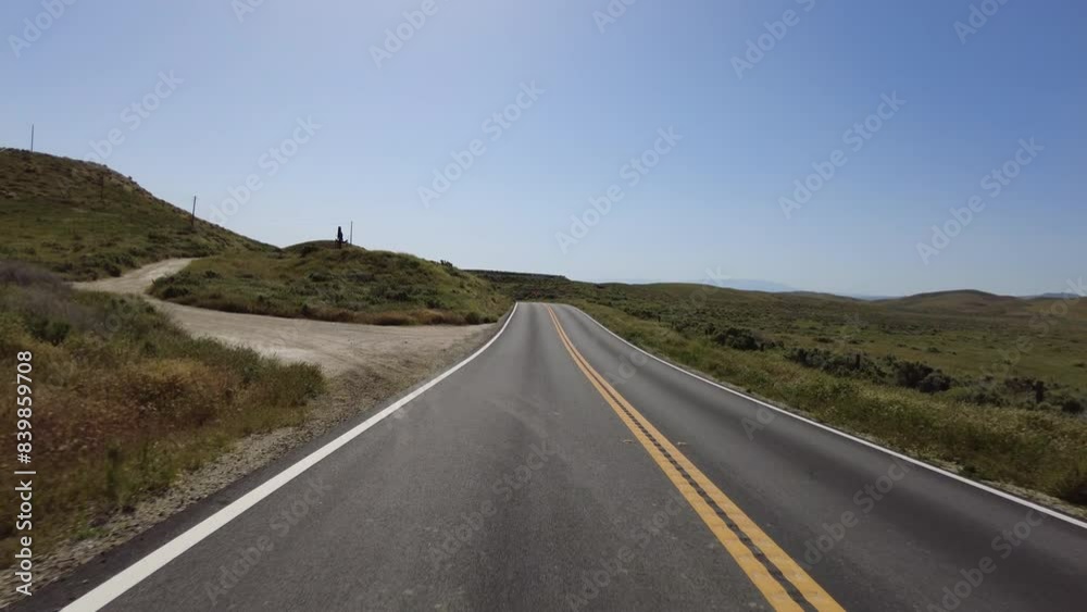 Carrizo Plain Highway 58 West McKittrick 01 Rear View Driving Plates California USA Carrizo Plain Highway 58 West McKittrick 01 Rear View Driving Plates California USA