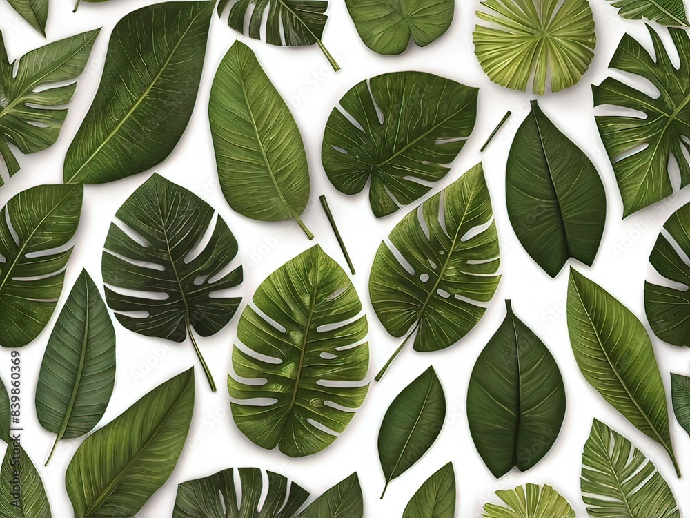 leaves of different ornamental plants as well as the monstera plant leaves of different ornamental plants as well as the monstera plant