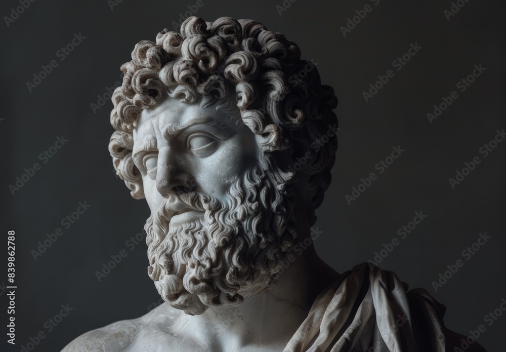 Dramatic stone sculpture of a weathered male figure Dramatic stone sculpture of a weathered male figure