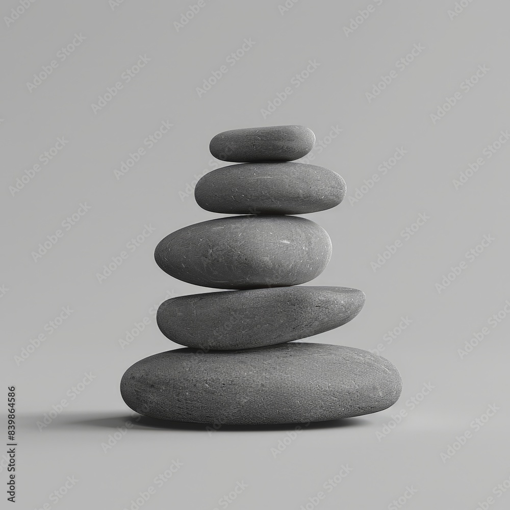 Stacked zen stones on gray background Stacked zen stones on gray background