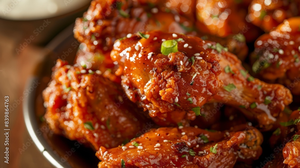 A nashville hot chicken close up, food design, dynamic, dramatic compositions, with copy space A nashville hot chicken close up, food design, dynamic, dramatic compositions, with copy space