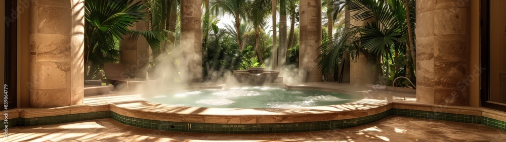 tropical oasis with steaming hot tub tropical oasis with steaming hot tub