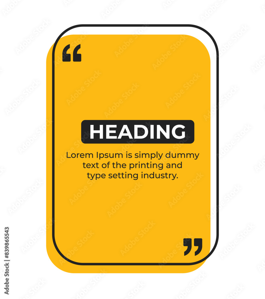Heading or comment text frame minimal style with quote mark vector illustration Heading or comment text frame minimal style with quote mark vector illustration