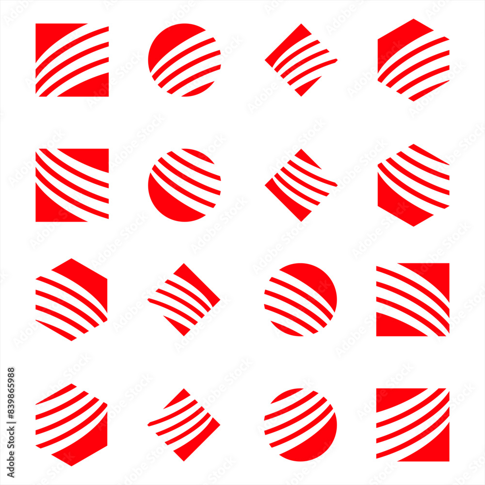 vector design of red quadrilateral, hexagon, circular, circle, global, abstract icon for geometric, collection of various object shapes, biground design vector design of red quadrilateral, hexagon, circular, circle, global, abstract icon for geometric, collection of various object shapes, biground design