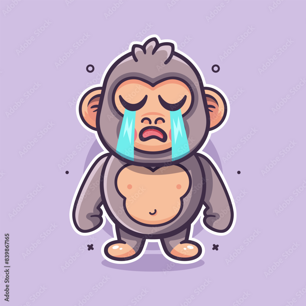 kawaii gorilla animal mascot with cry expression isolated cartoon in flat style design kawaii gorilla animal mascot with cry expression isolated cartoon in flat style design