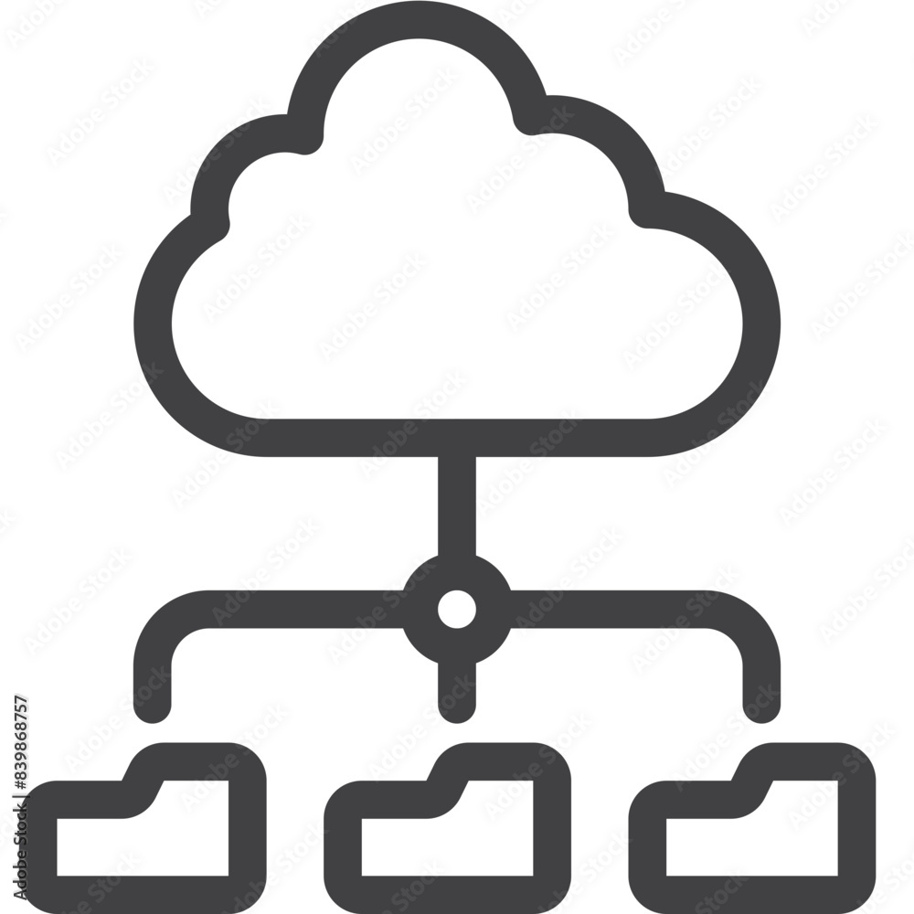 Cloud connect outline icon on white background Cloud connect outline icon on white background
